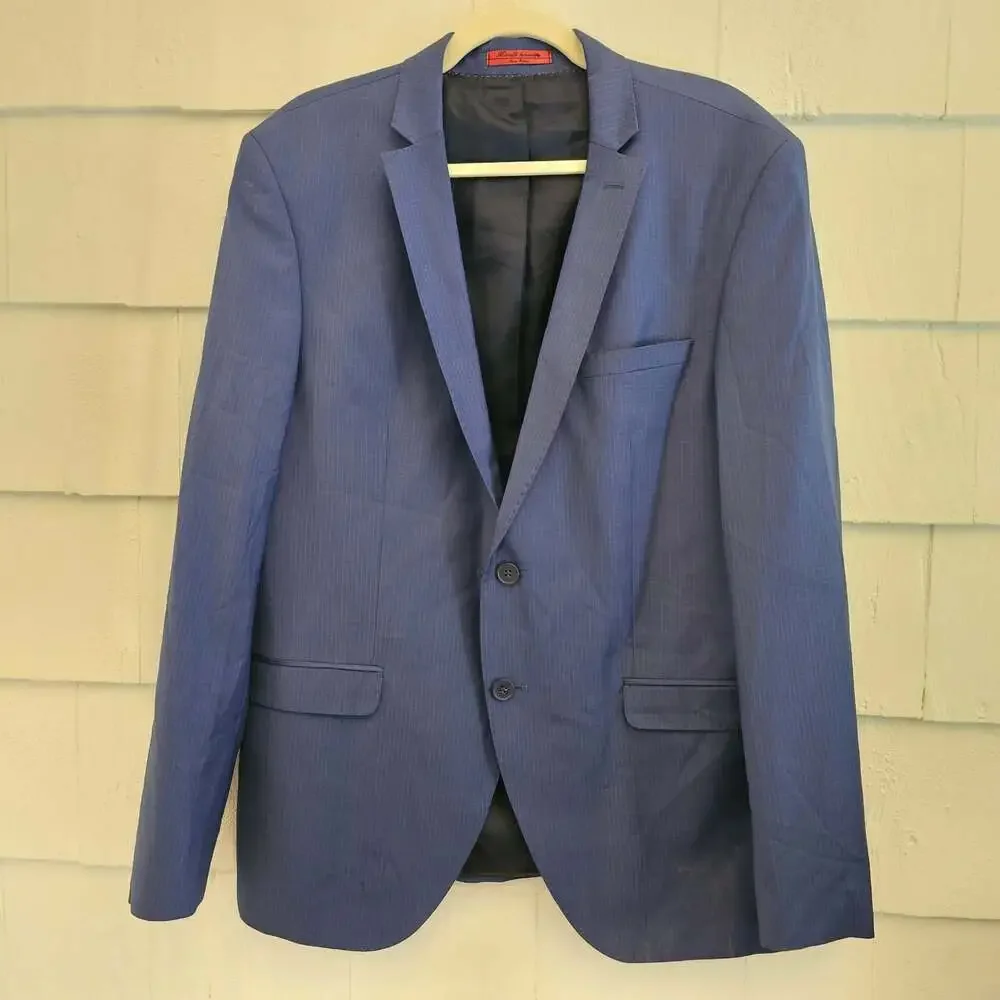 Marcello Luciano Men's Blue Wool Blend Sport Coat Blazer EU 54 US 44R 2 Button